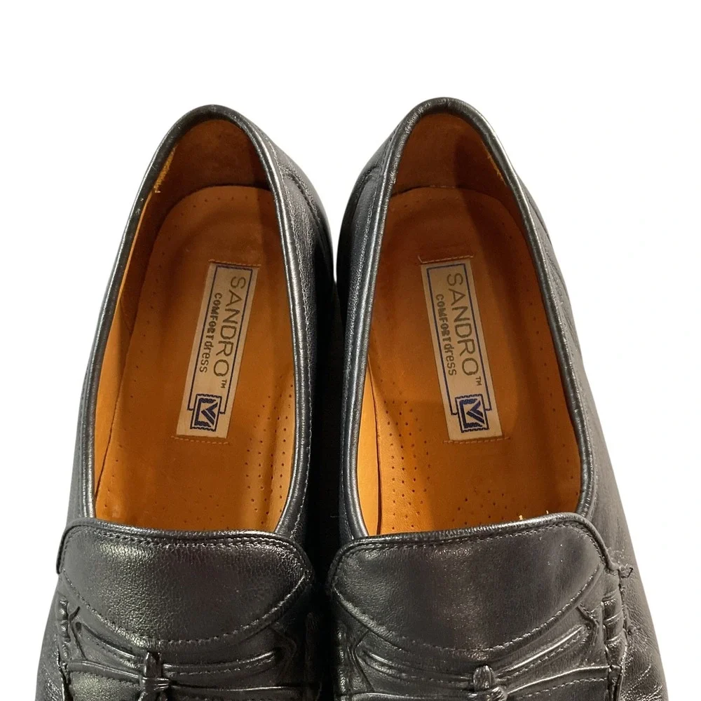 Sandro‎ Moscoloni Telly Jac Black Leather Slip On Tassel Loafers Men's Size 11 D